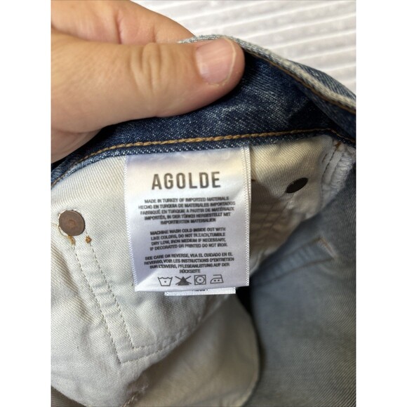 Womens Agolde Kelly Blue Denim High-rise Straight Leg jeans, size 30 Button Fly - Picture 13 of 16